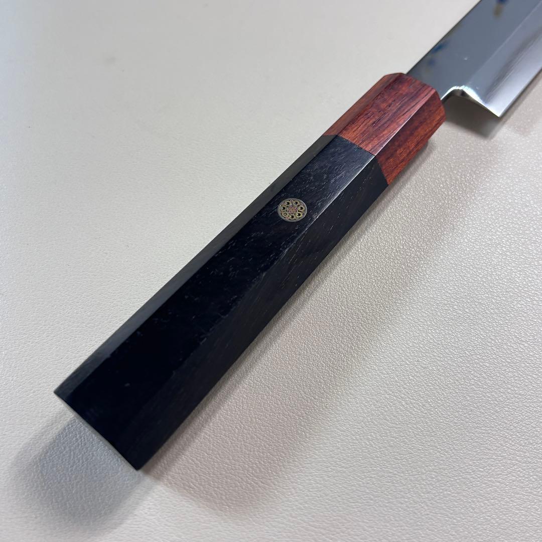 270mm 切付柳刃包丁 鏡面 黒檀紫檀八角柄 刺身包丁 全鋼ྈ