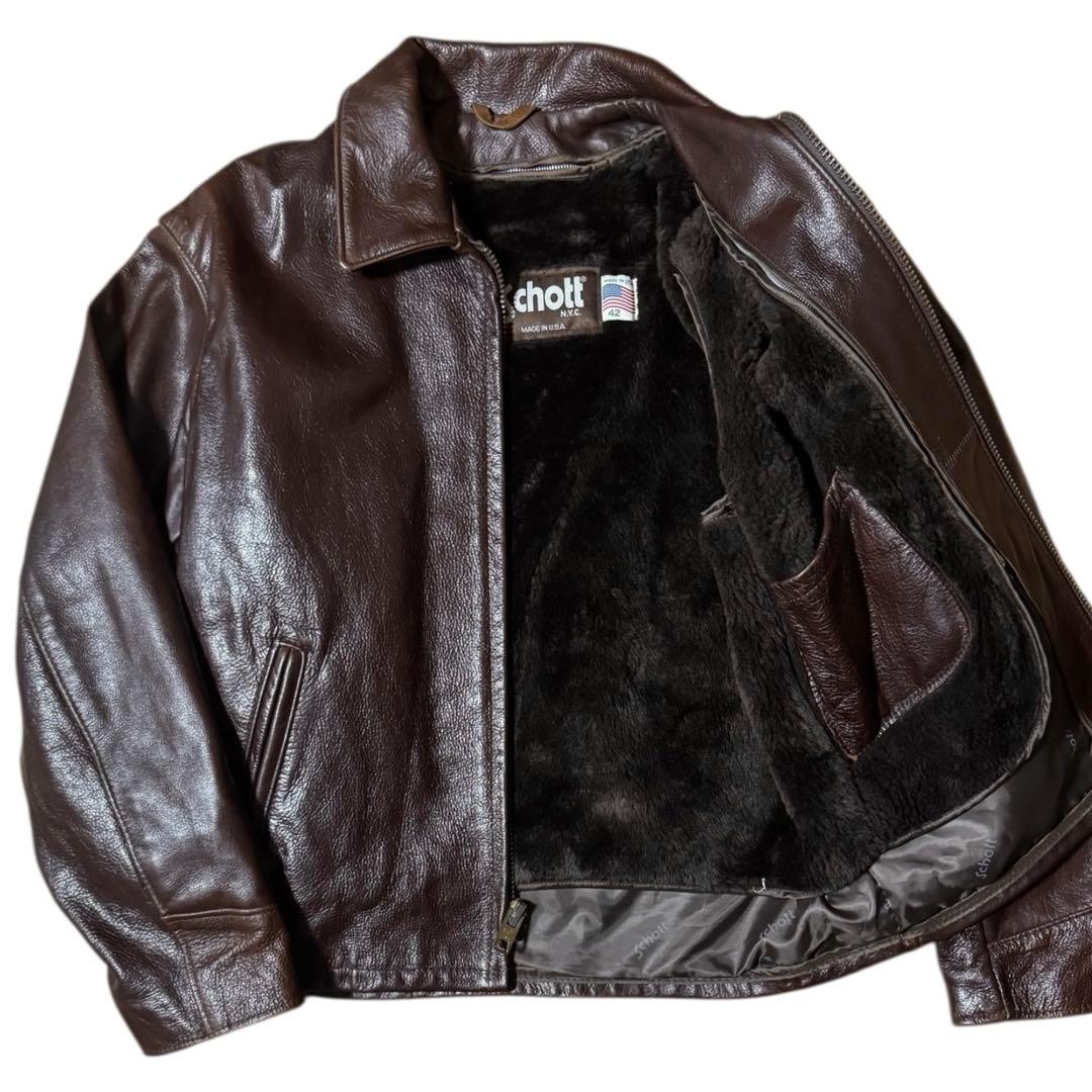 Schott 米国製 ATV101 ボアライナー付 ライダースジャケット 42
