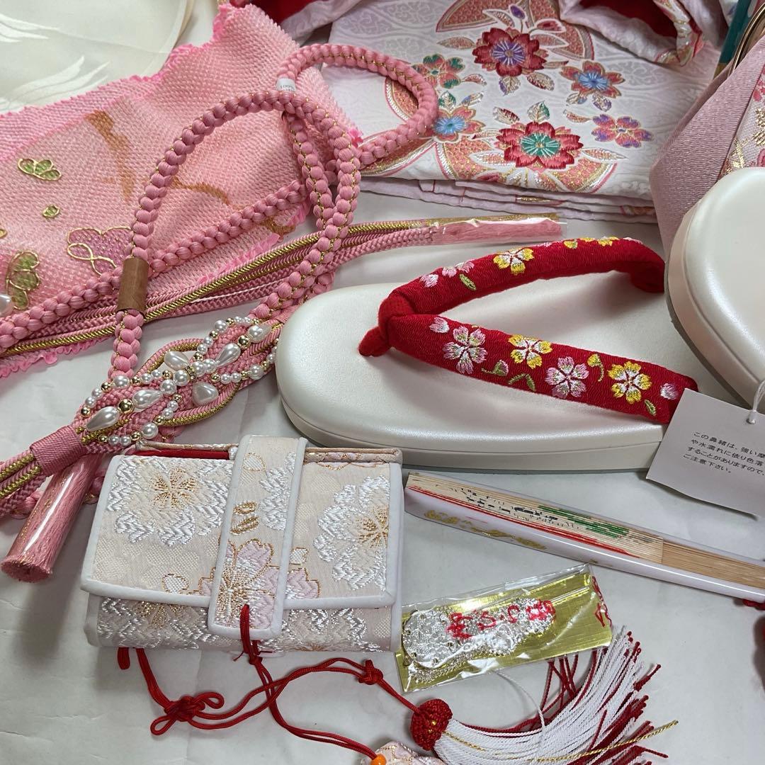 アリエルNo.43 -B 七五三　7歳 正絹着物セット　　ピンク