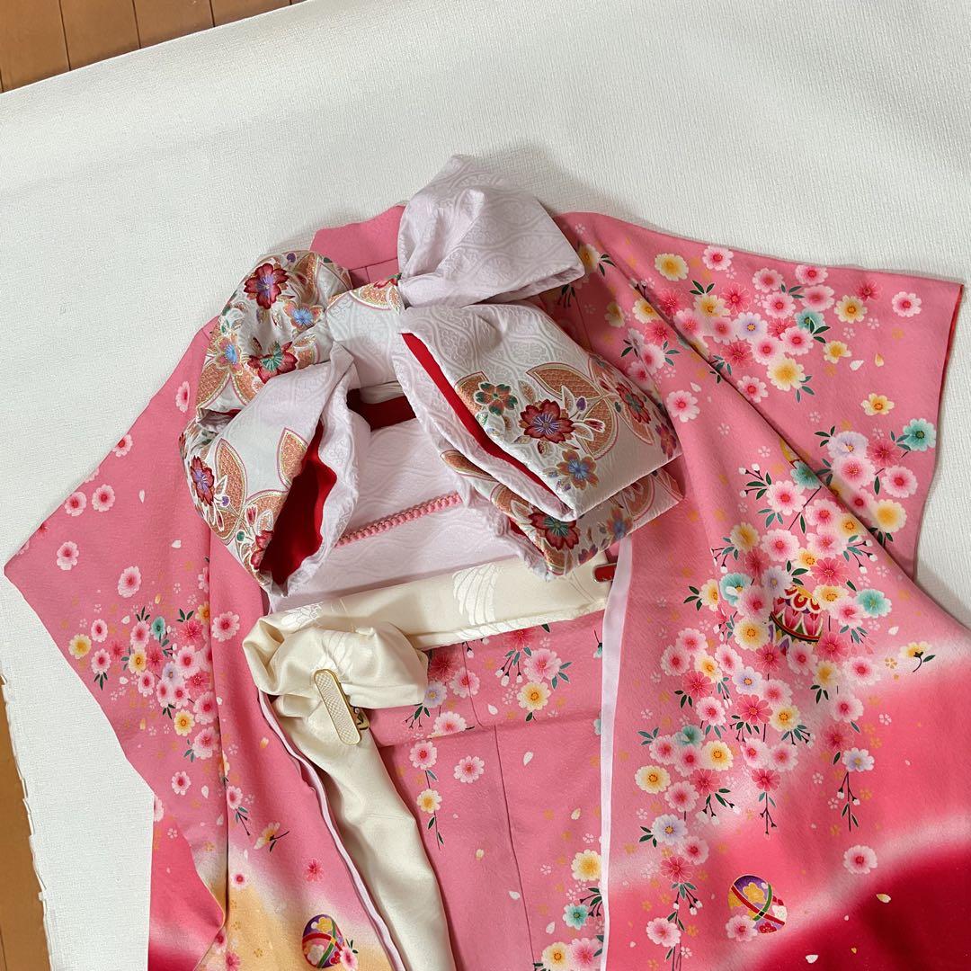 アリエルNo.43 -B 七五三　7歳 正絹着物セット　　ピンク