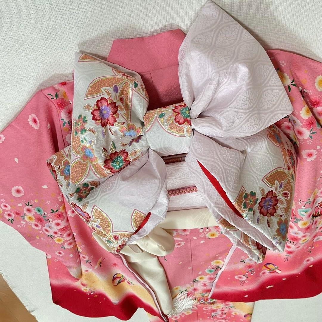 アリエルNo.43 -B 七五三　7歳 正絹着物セット　　ピンク