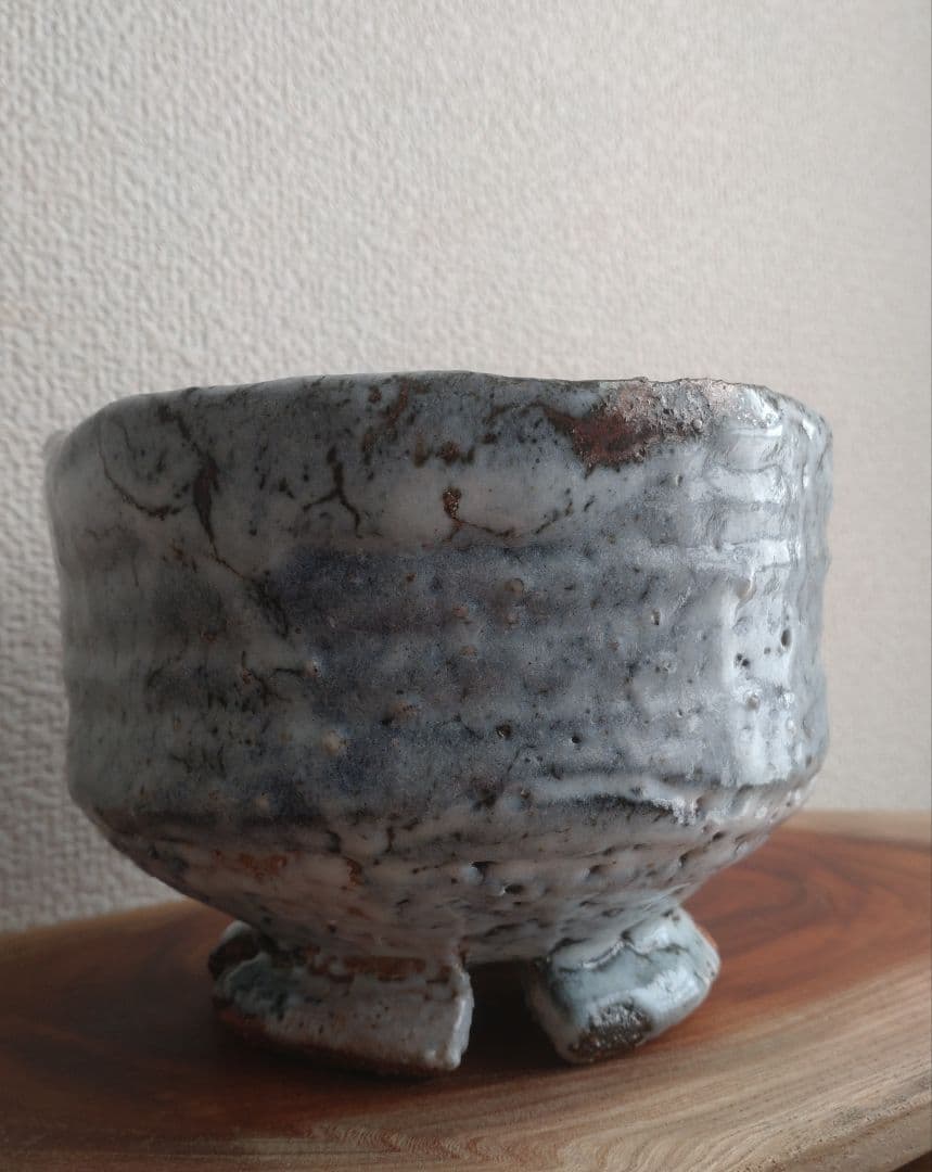 龍南 大振割高台茶碗 『氷壁』冬 共箱 茶道具 鬼萩