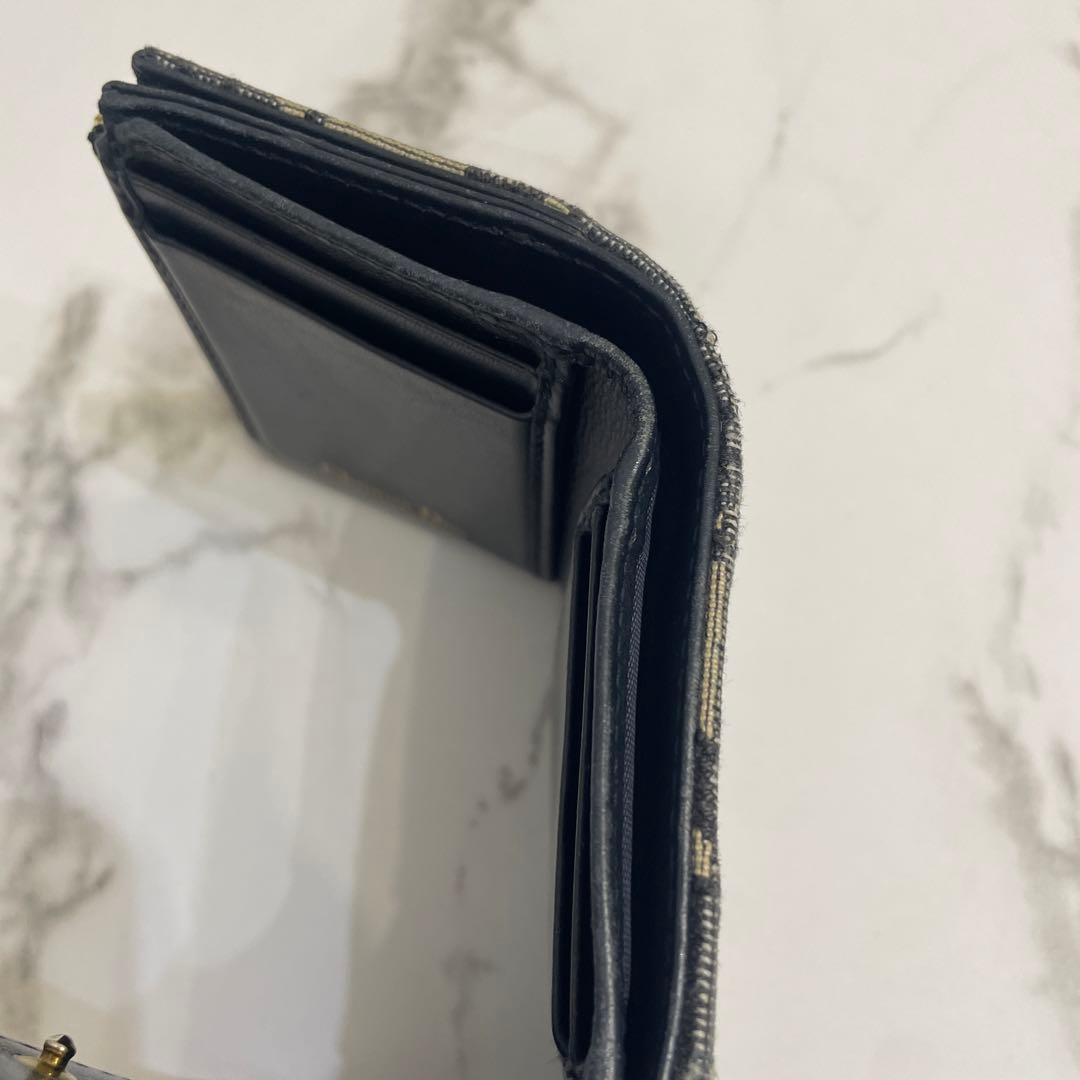 Dior 三つ折り財布 ベージュ/ネイビー　箱無し