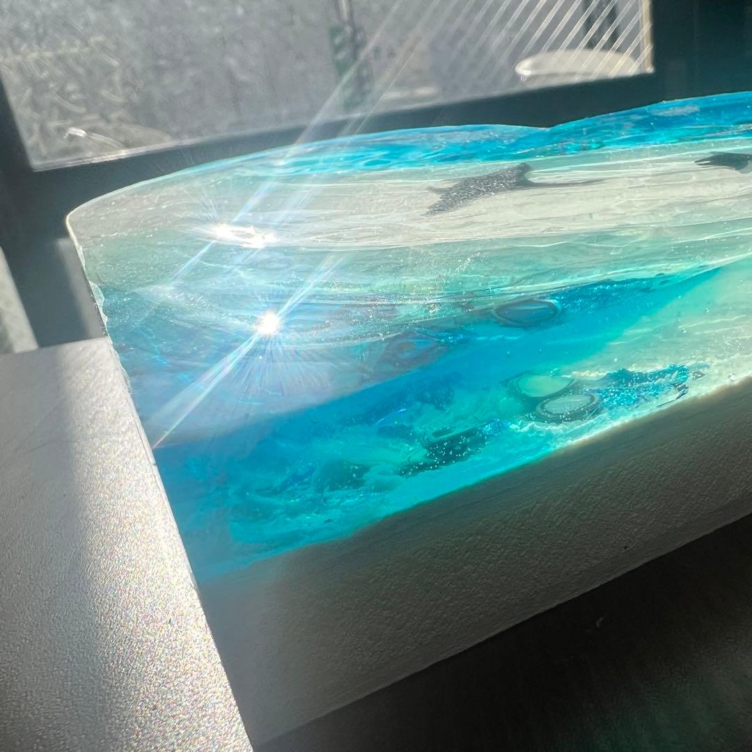 【波紋アート】ハート型／マンタの遊泳／オーシャンオブジェ／壁掛け