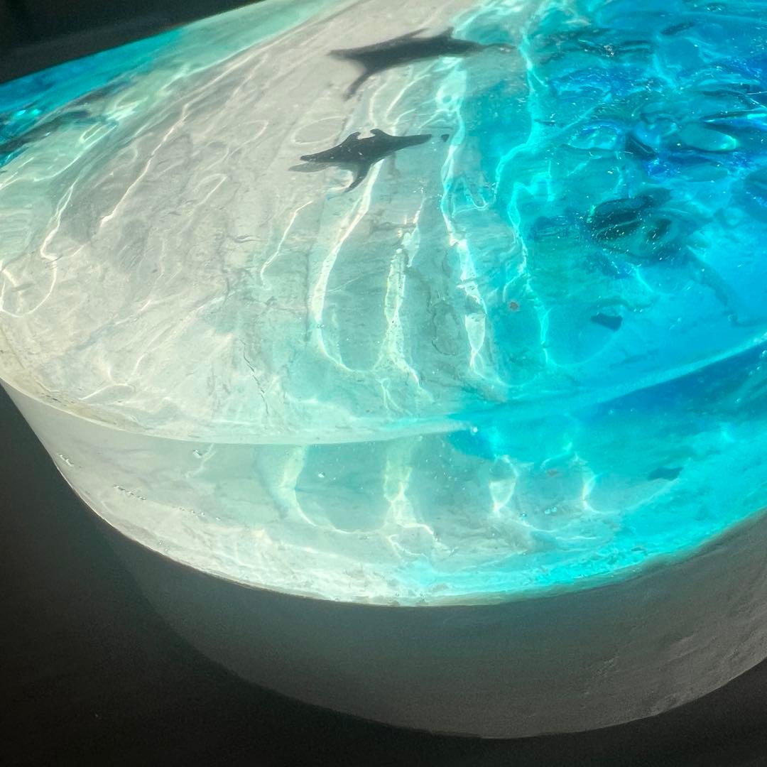 【波紋アート】ハート型／マンタの遊泳／オーシャンオブジェ／壁掛け