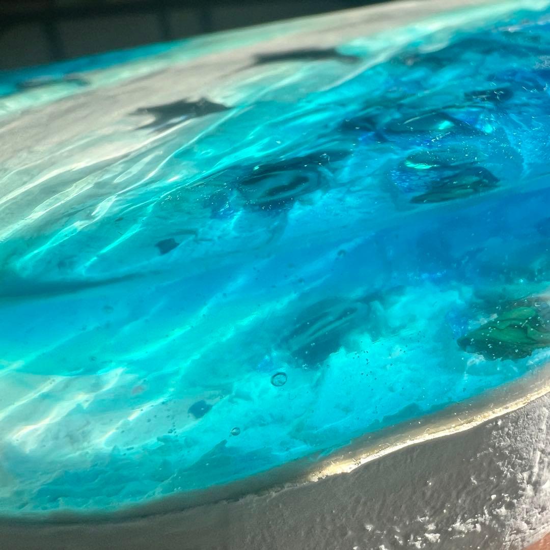 【波紋アート】ハート型／マンタの遊泳／オーシャンオブジェ／壁掛け