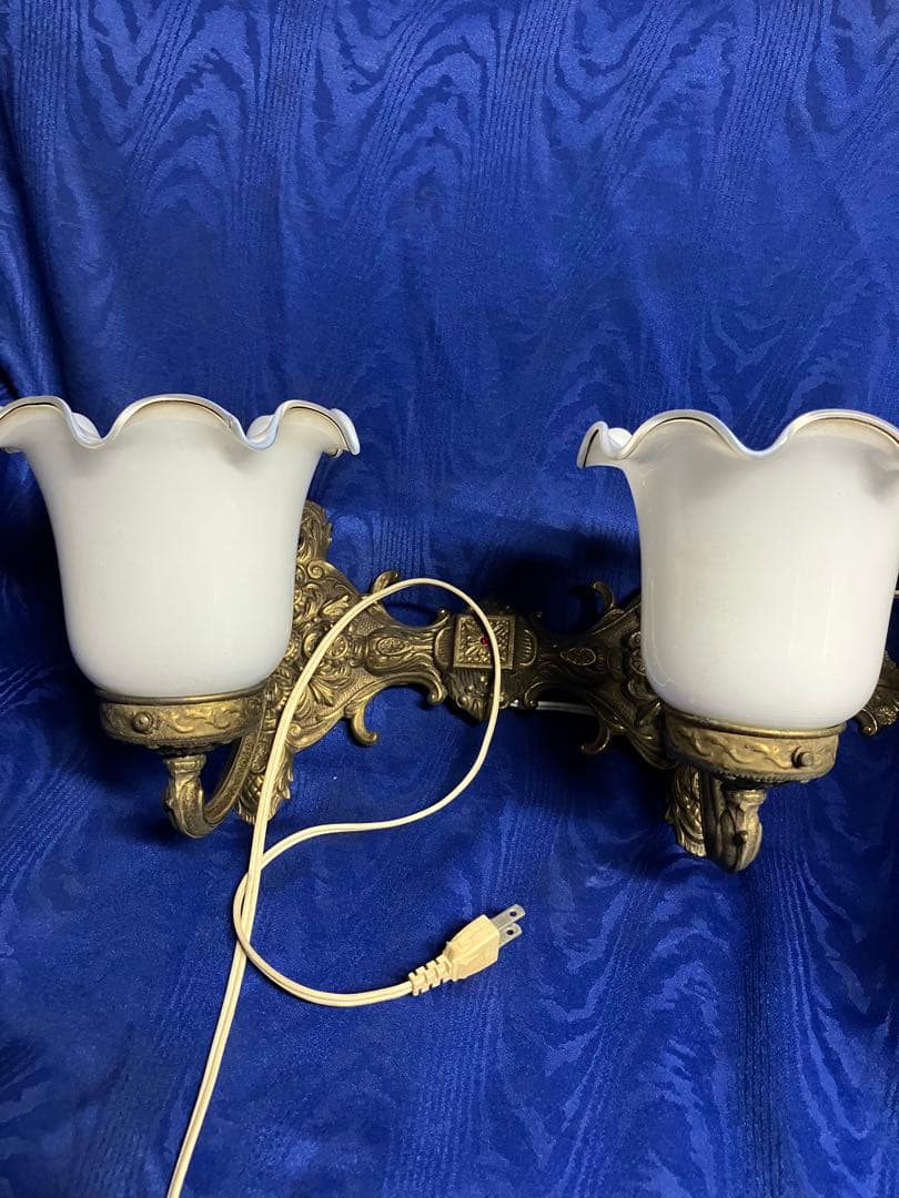 ビンテージ　壁掛け照明　真鍮　ガラス笠　昭和レトロ