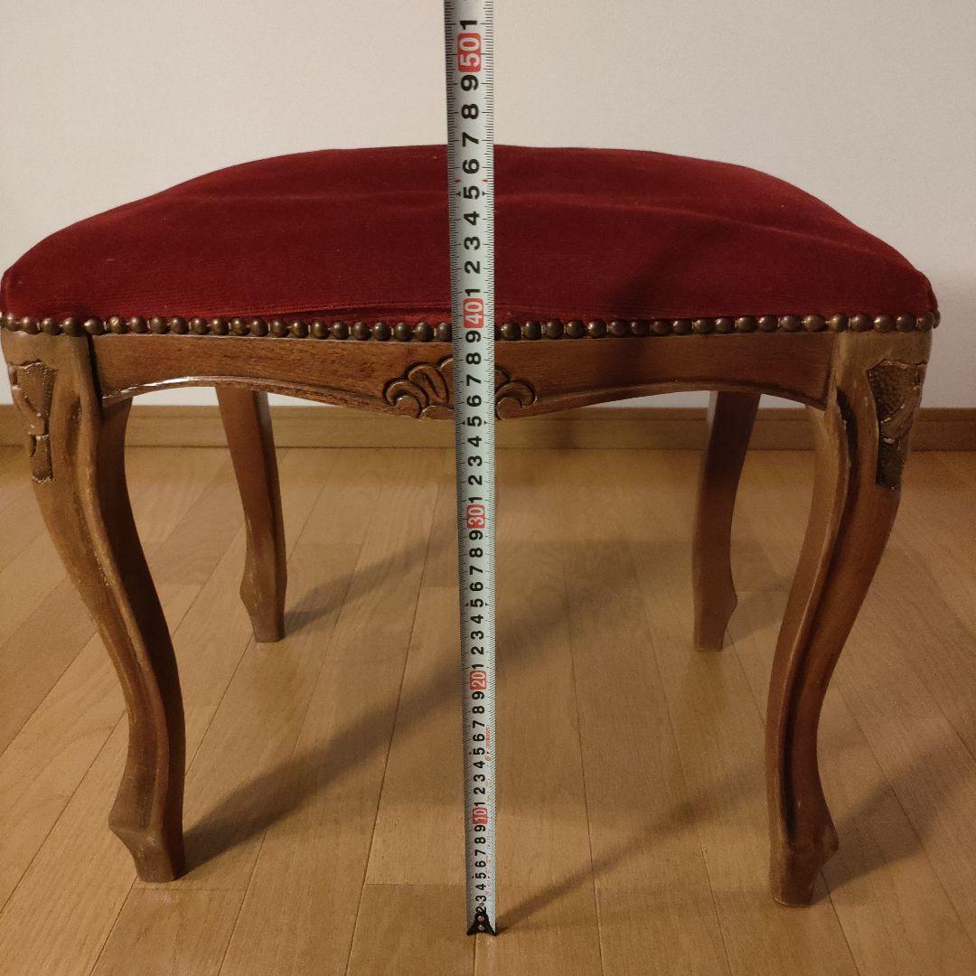 スツール レッド 猫脚 木製 オットマン アンティーク家具 レトロ ②