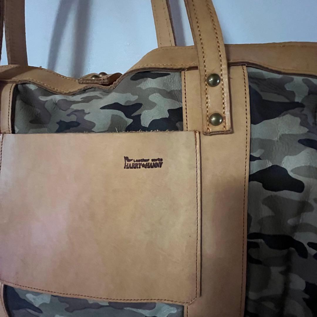 《HARRY☆HANNY》ミリタリー柄トートバッグ　ハンドメイド　大きめ