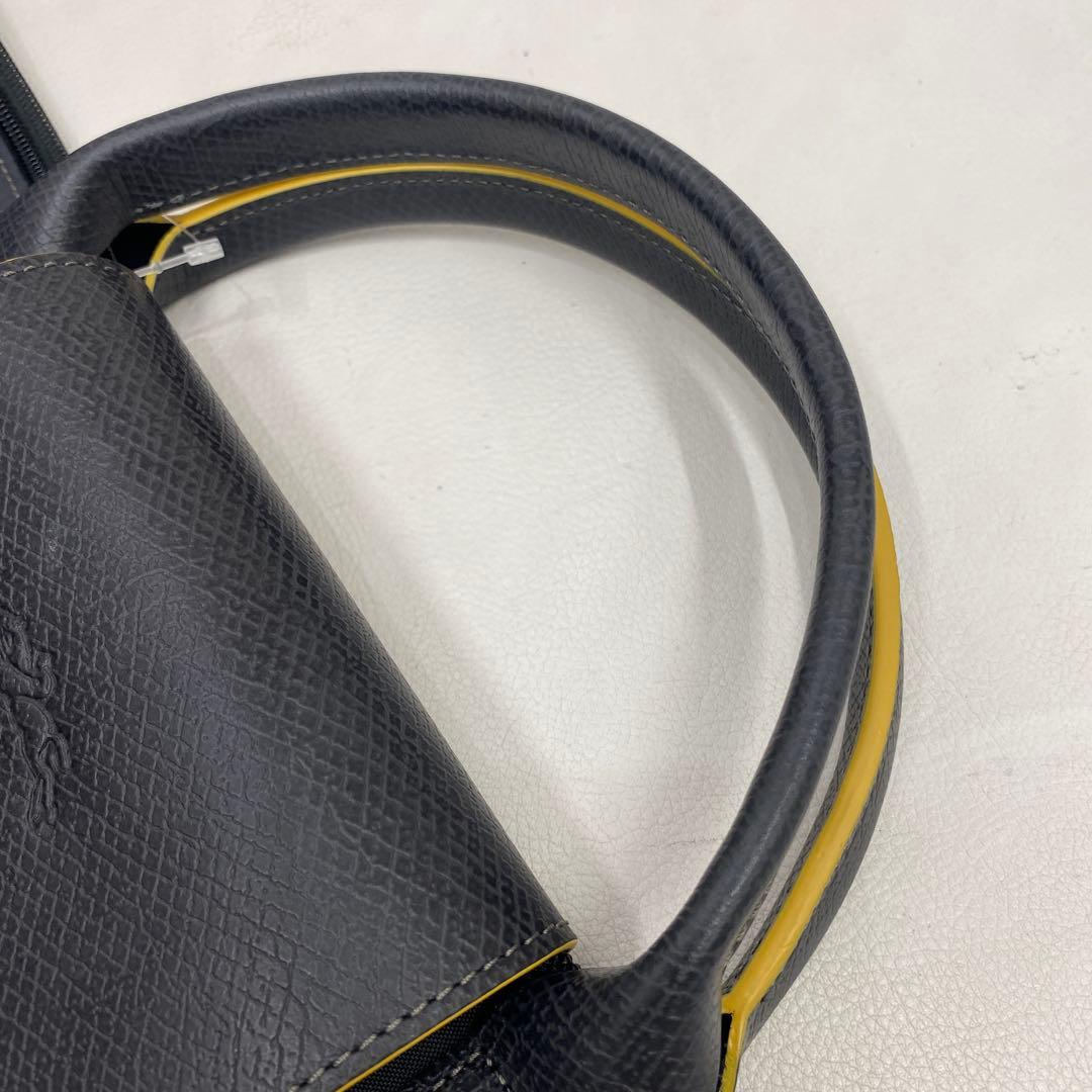 ●636 良品 LONGCHAMP ロンシャン ボストンバッグ グレー 馬 刺繍