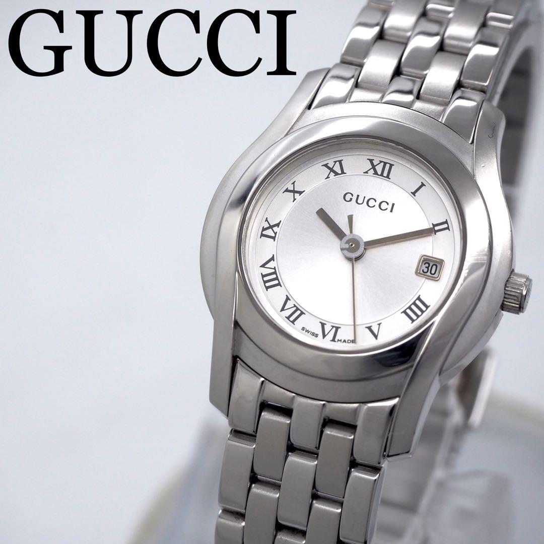 314 稼働 GUCCI 時計　レディース 5500L シルバー デイト　ローマ