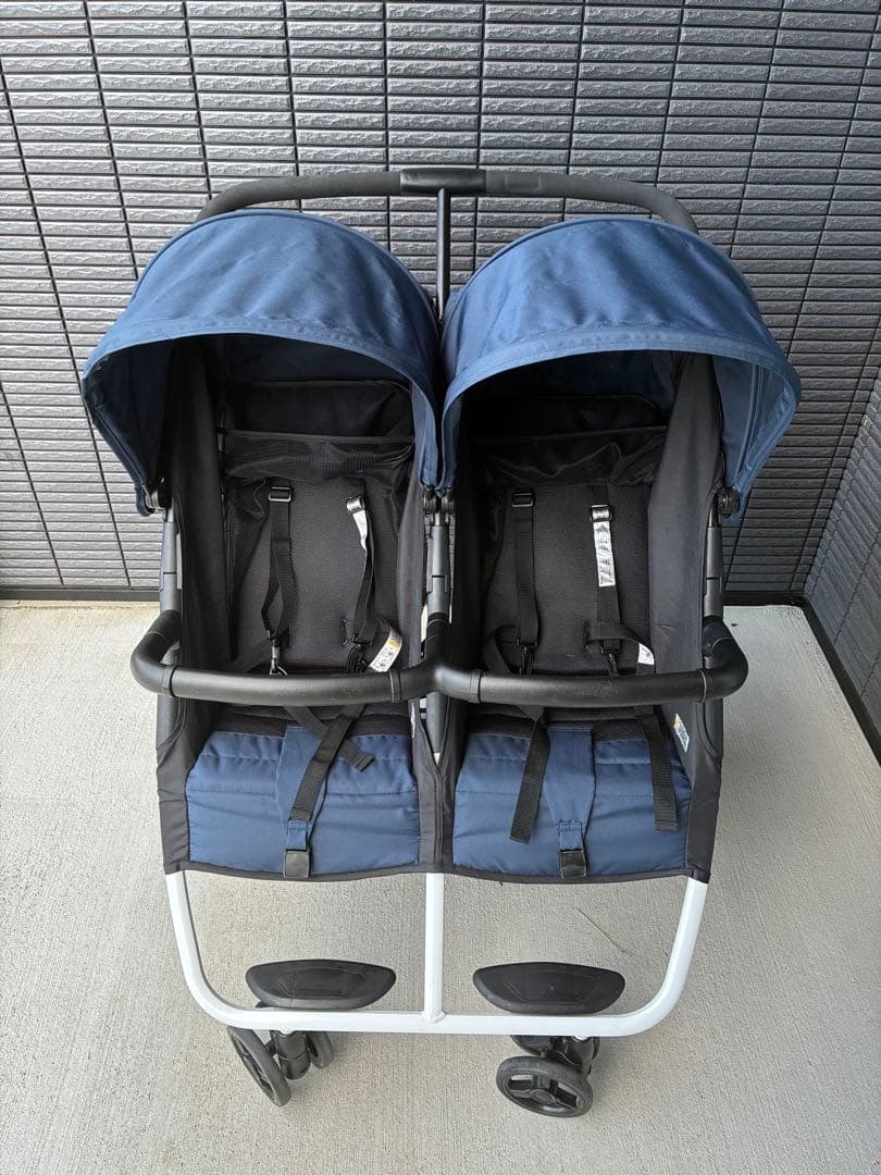 ココロンツイン　ネイビー　横型　二人乗り　ベビーカー　双子用