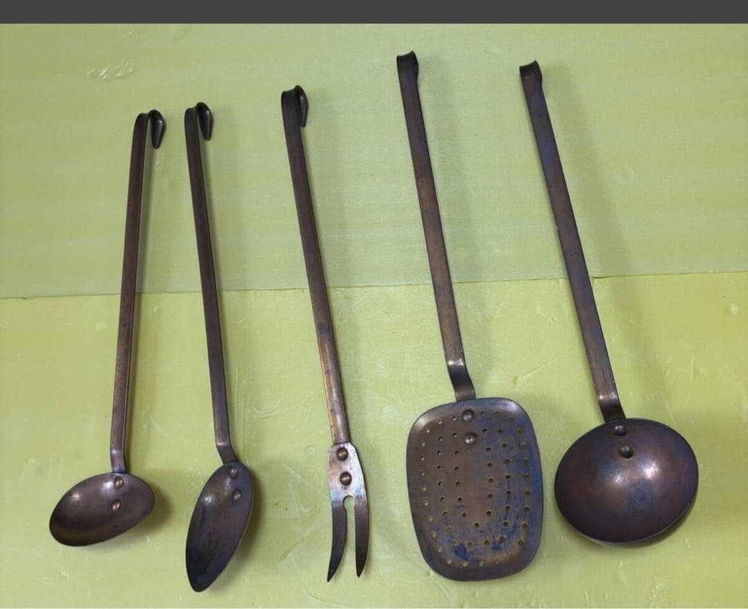 銅製レードル フォーク 穴開きレードル スプーン おたま 5点セット フランス製