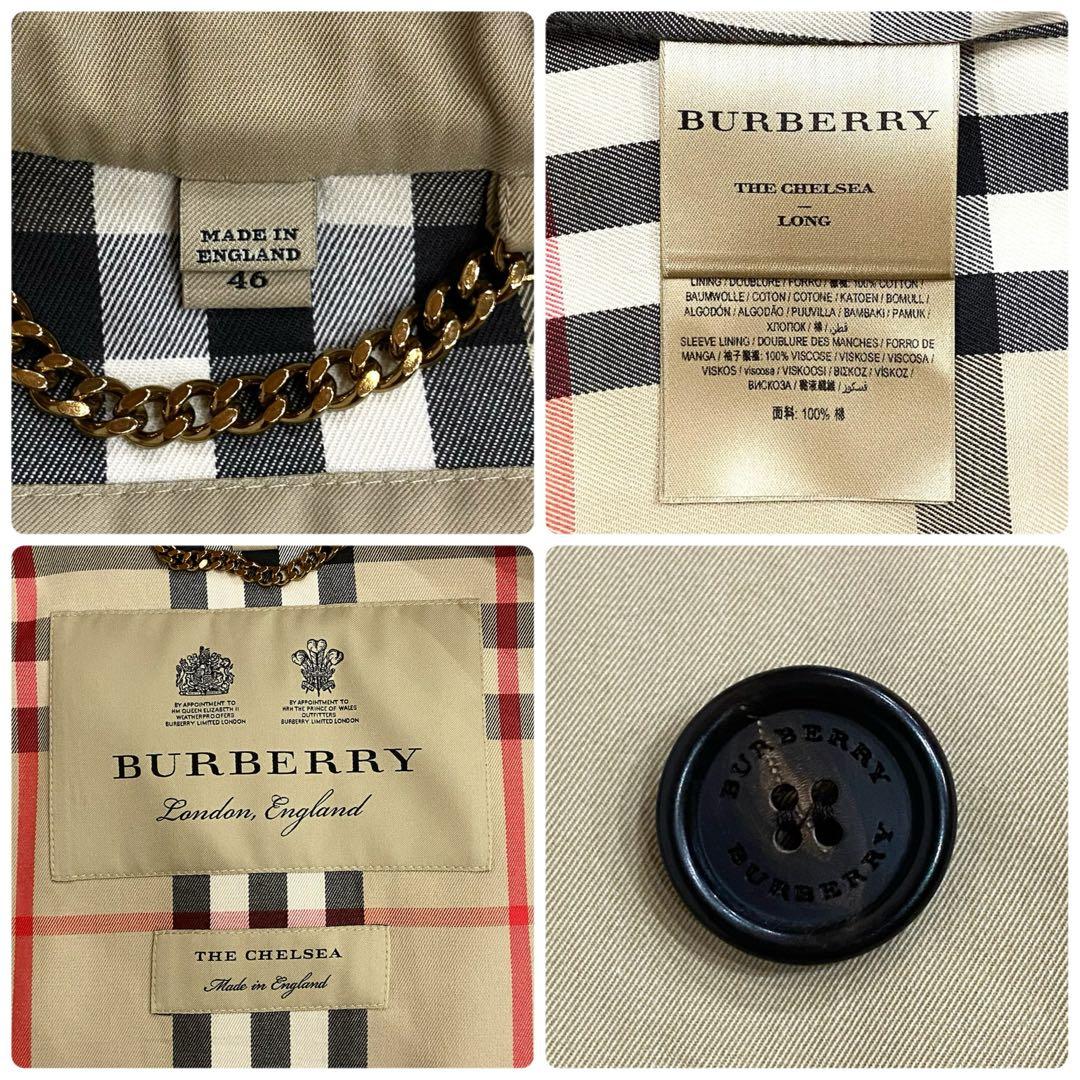 希少★バーバリー チェルシー ロング トレンチコート メンズ 46 ノバチェック