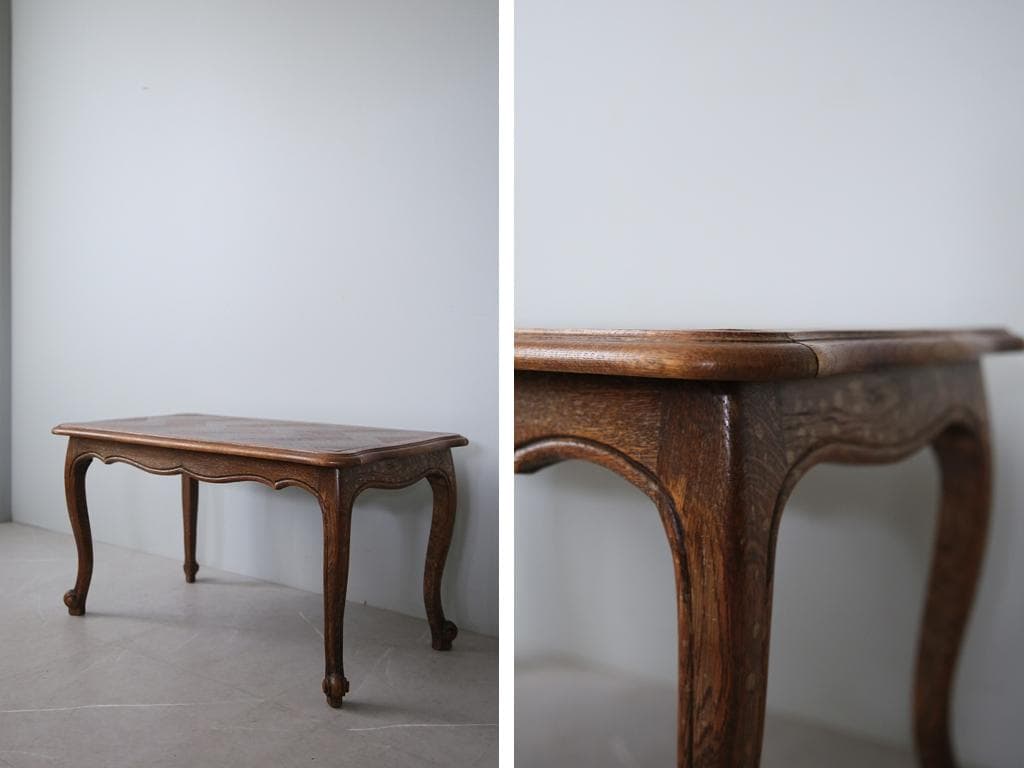 フランスアンティーク猫脚コーヒーテーブル/センターテーブル机/飾り棚90-130