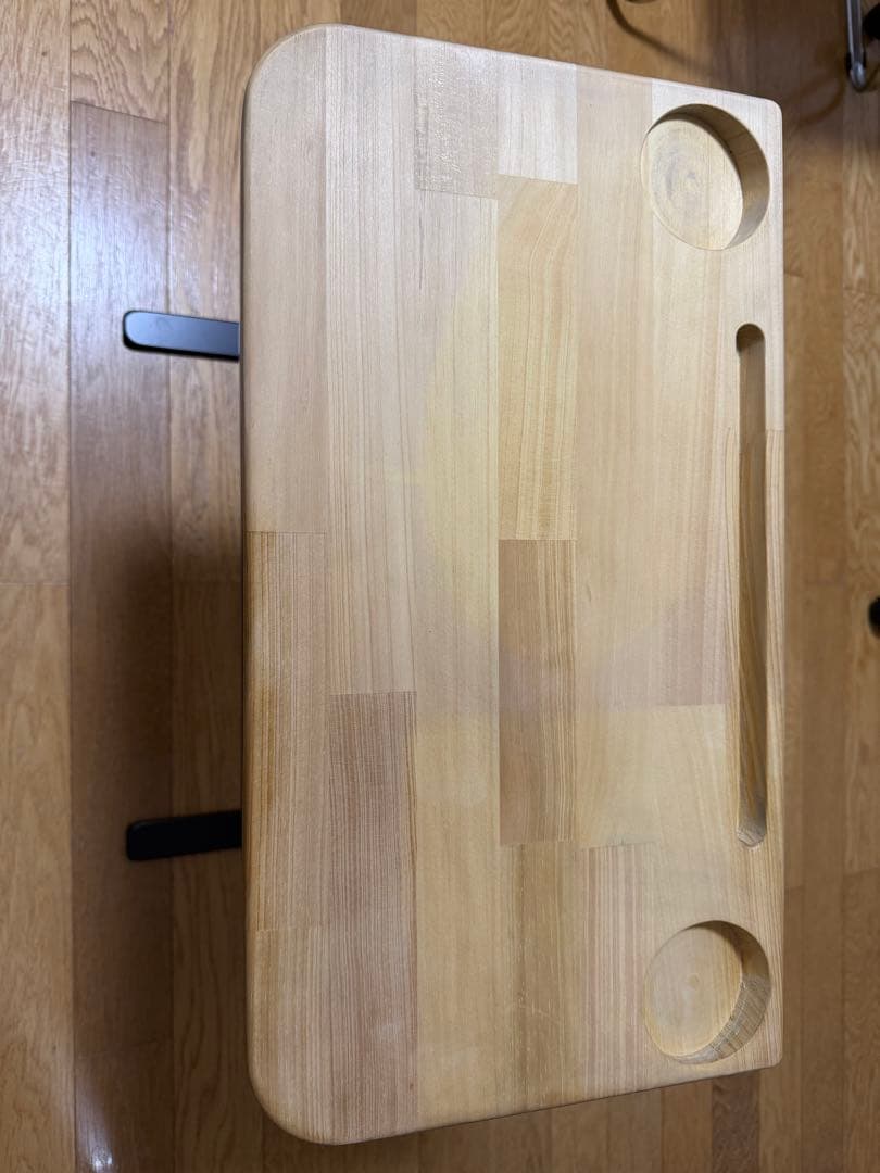 ごろ寝サポートスマホホルダー　サイドテーブル 木製天板 ドリンクホルダー付き