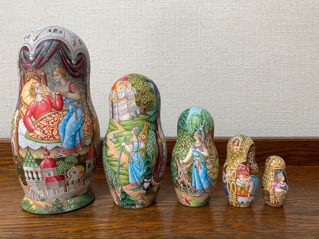 ロシア雑貨☆ロシア民話マトリョーシカ『鷹フィニストの羽根』(5P)オルガ作