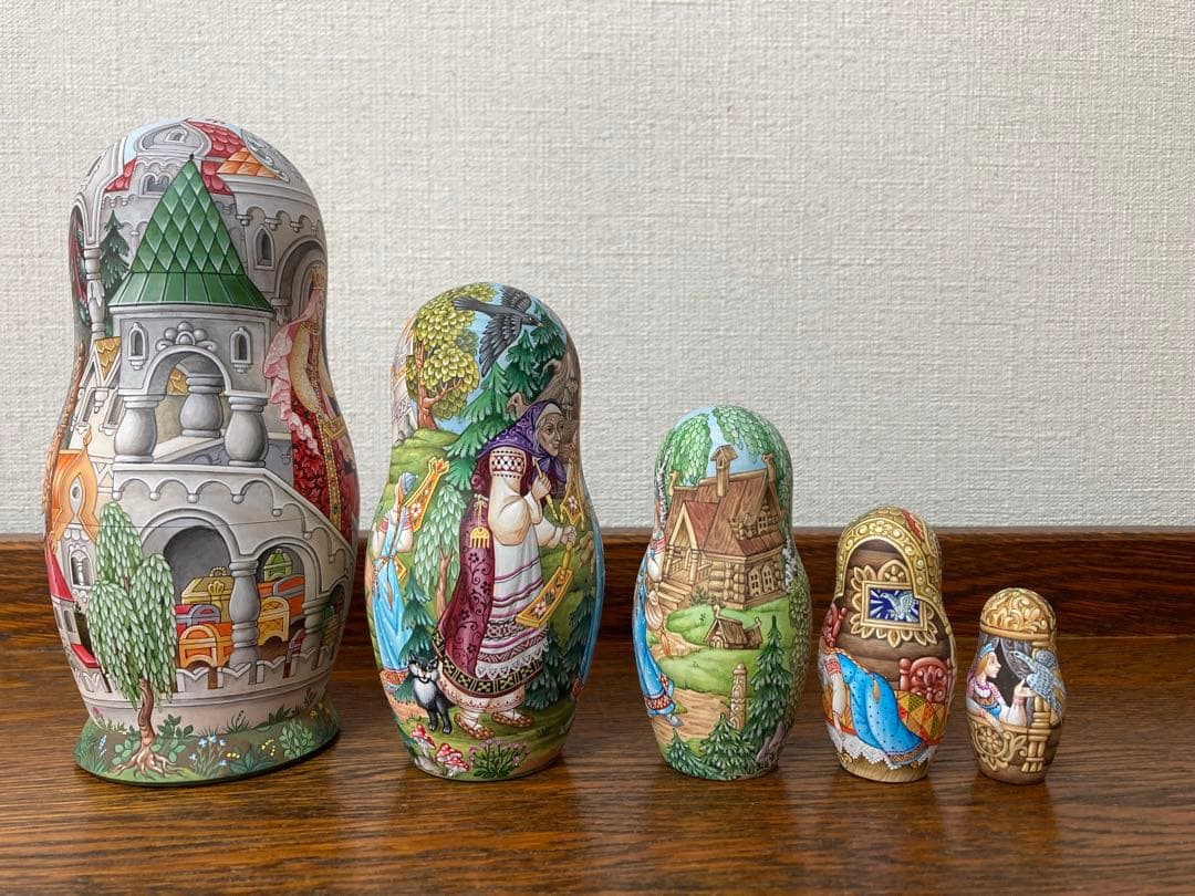 ロシア雑貨☆ロシア民話マトリョーシカ『鷹フィニストの羽根』(5P)オルガ作