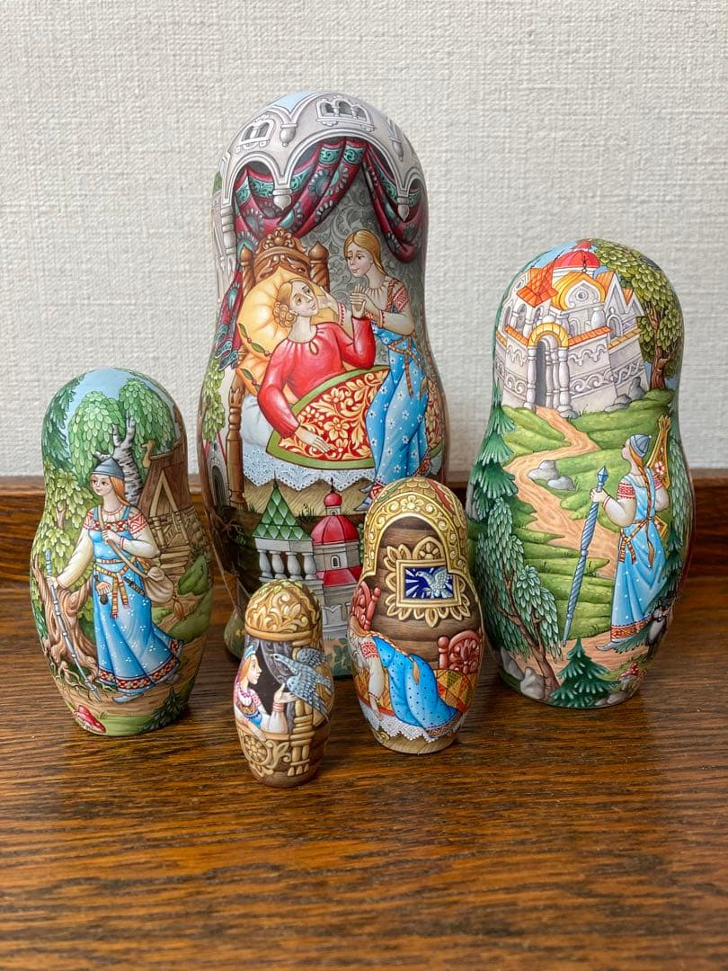 ロシア雑貨☆ロシア民話マトリョーシカ『鷹フィニストの羽根』(5P)オルガ作