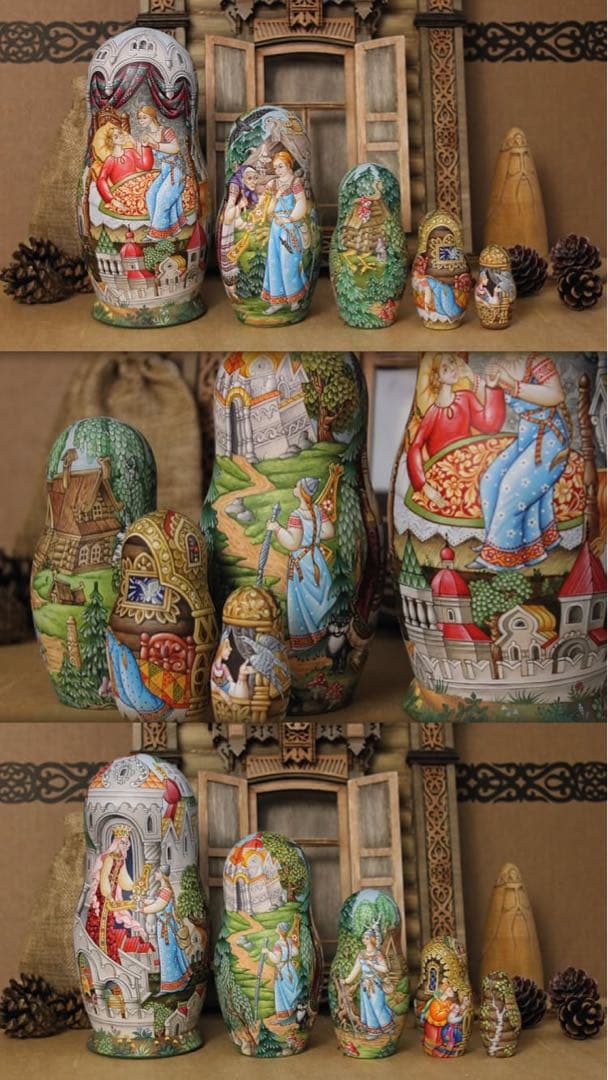 ロシア雑貨☆ロシア民話マトリョーシカ『鷹フィニストの羽根』(5P)オルガ作