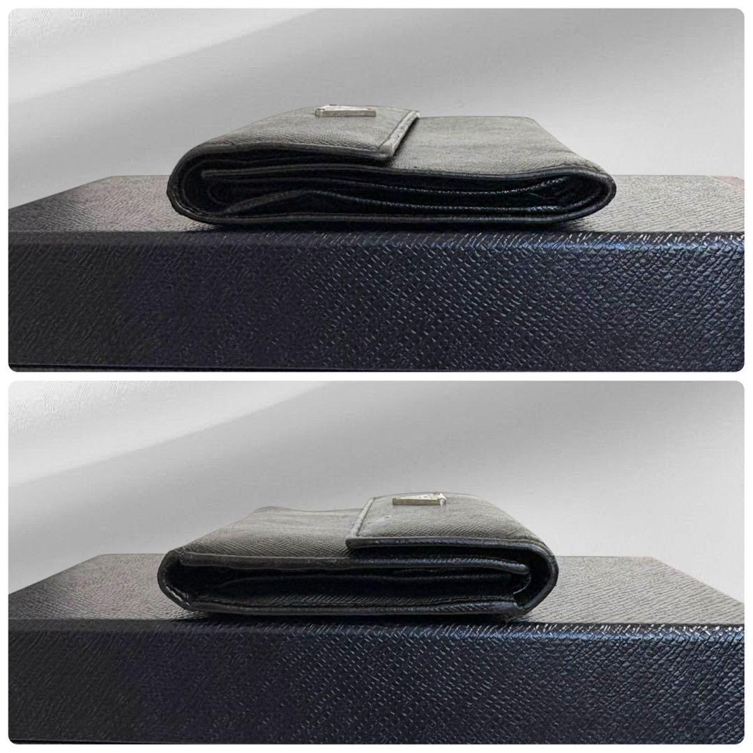 超極美品✨ PRADA プラダ 三つ折り財布 サフィアーノ ブラック 三角ロゴ