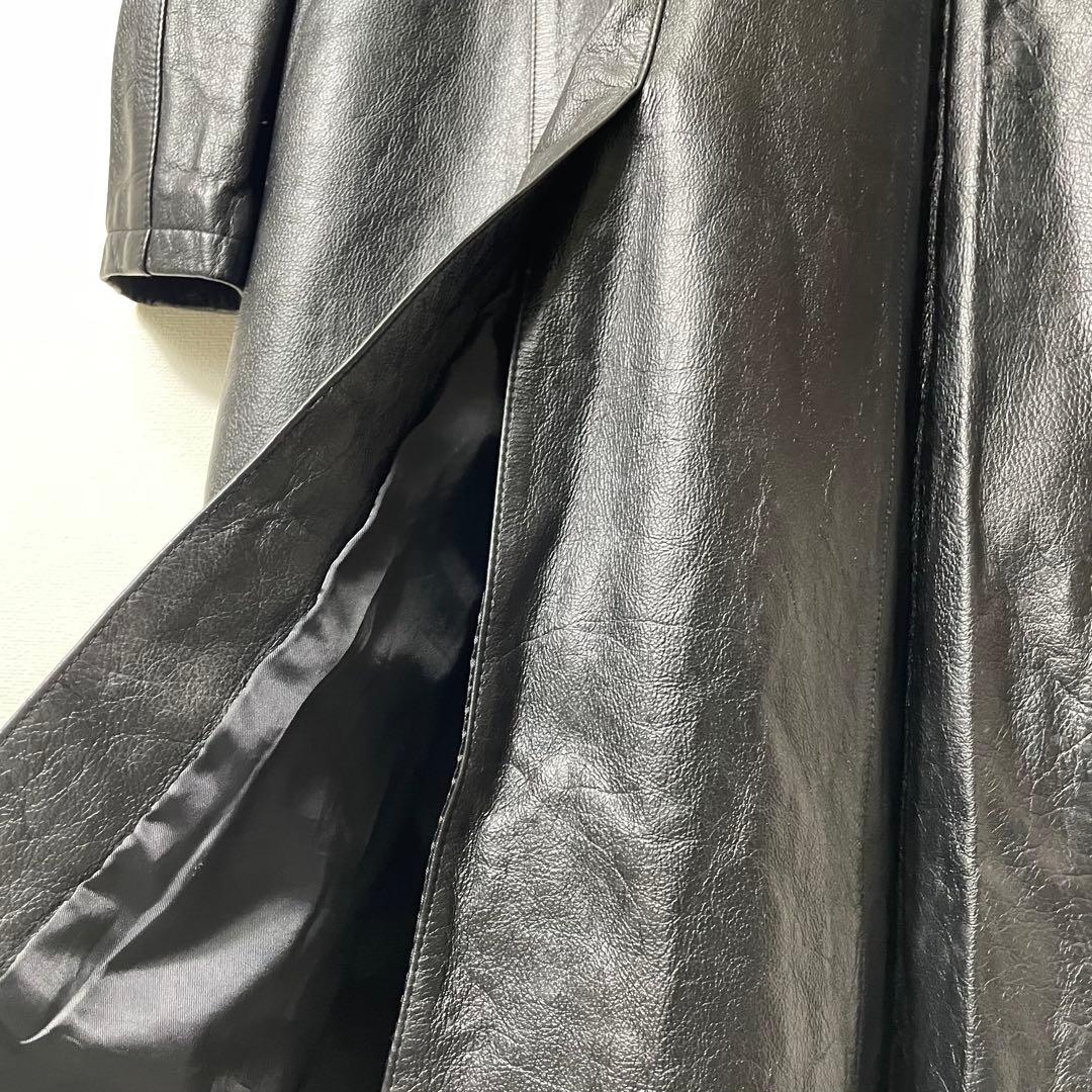 【希少ビンテージ】オールレザーコート ロング丈 本革 ブラック モード