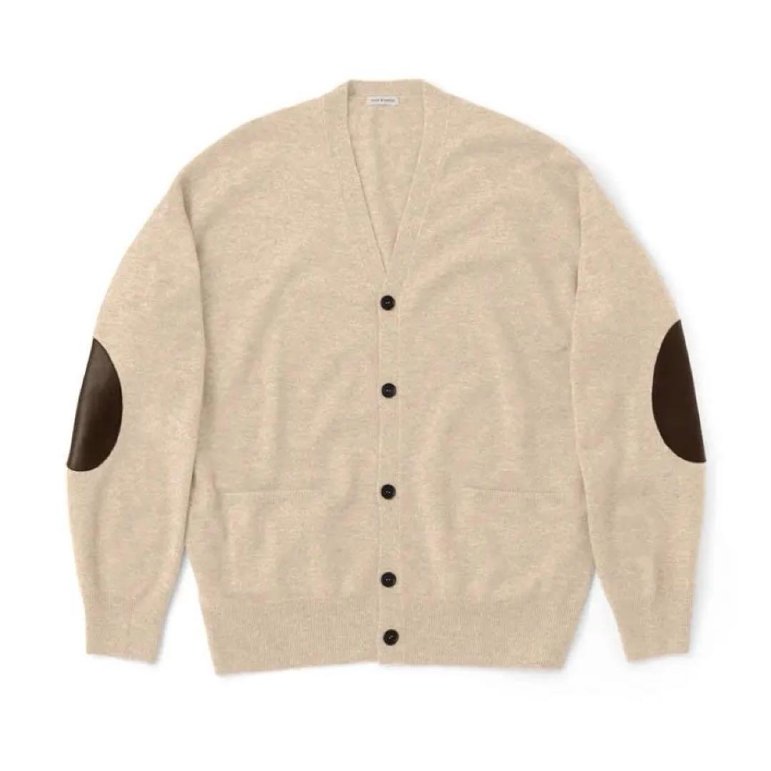 じ*ー様 cash & barba モンゴリアンカシミヤ エルボーパッチ カーデ