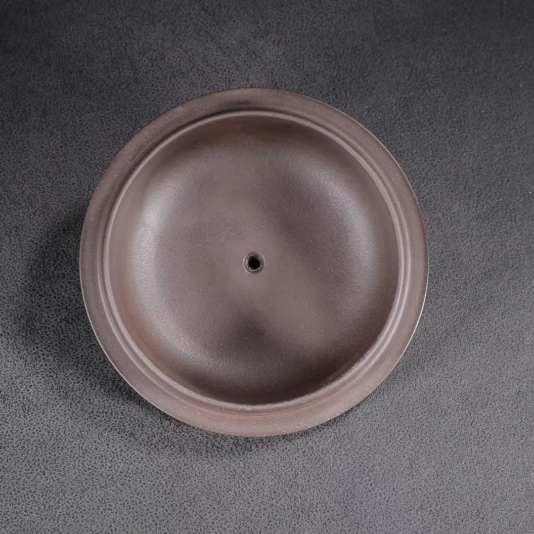 中国古美術・三足水平紫砂壺・ 底款：貢局・宜興原鉱・紫泥急須・茶壺・茶道具・置物