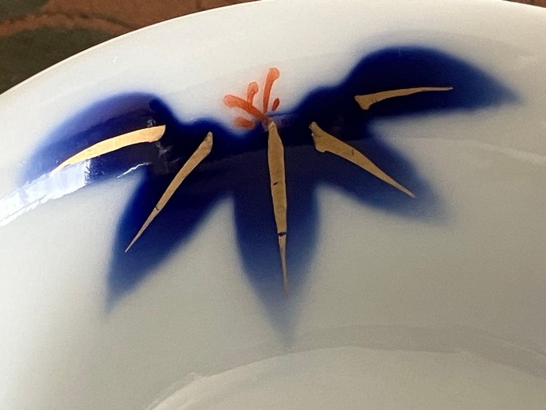 深川製磁　笹の柄 お刺身などの皿　のぞき 希少