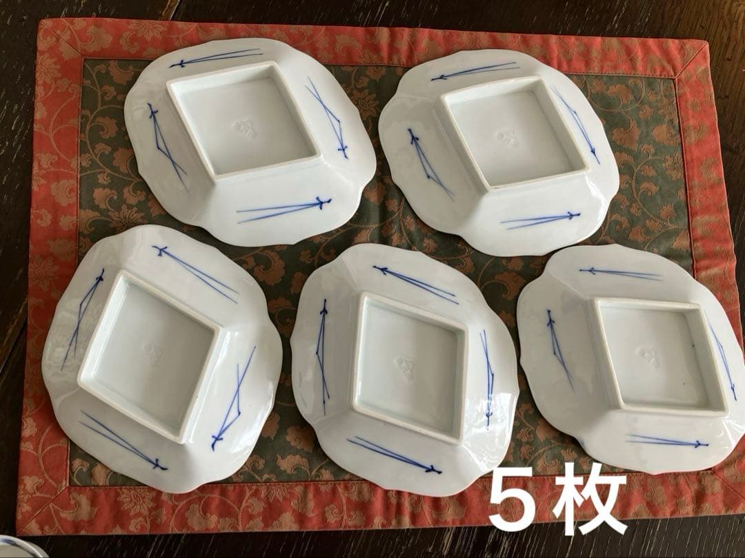 深川製磁　笹の柄 お刺身などの皿　のぞき 希少