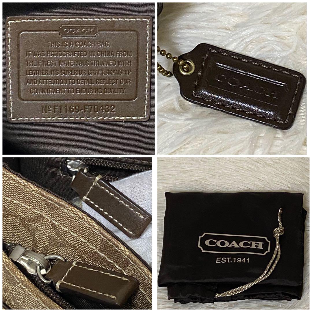 COACH メッセンジャーバッグ ブラウン系 シグネチャー　PVCレザー　美品