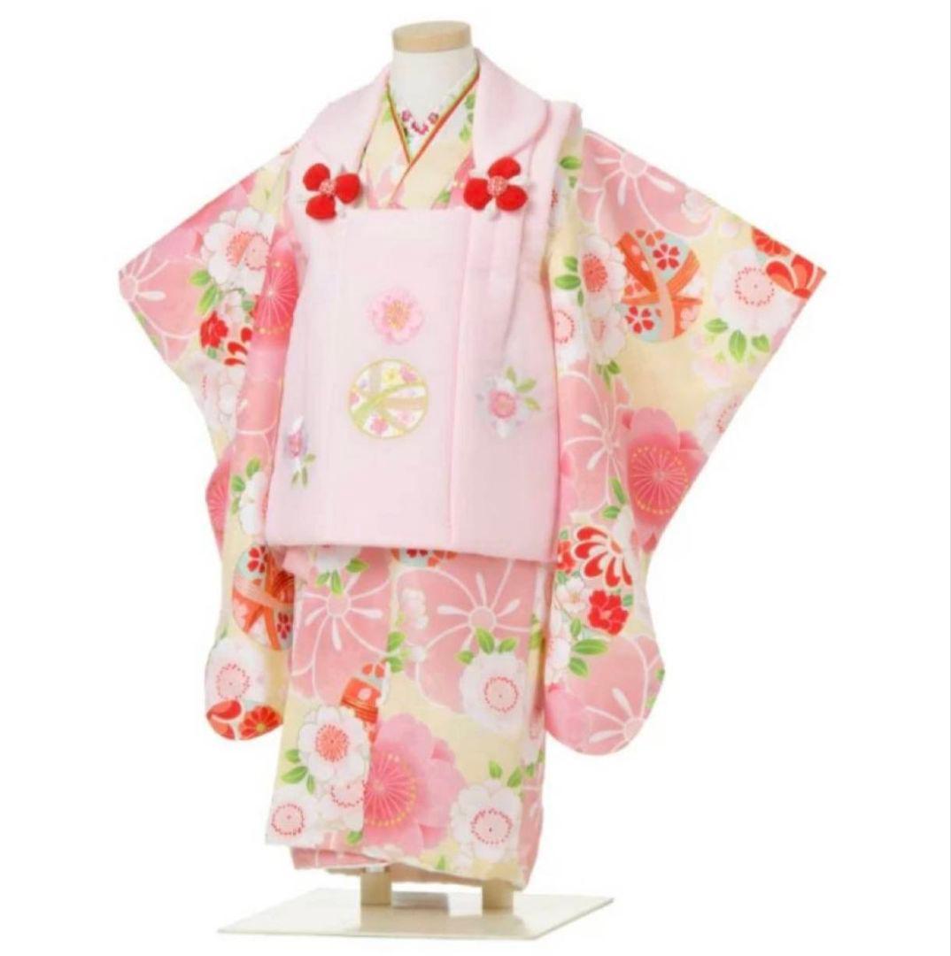 京都花ひめ　七五三　三歳　被布　着物セット 足袋 髪飾り　フルセット　女の子