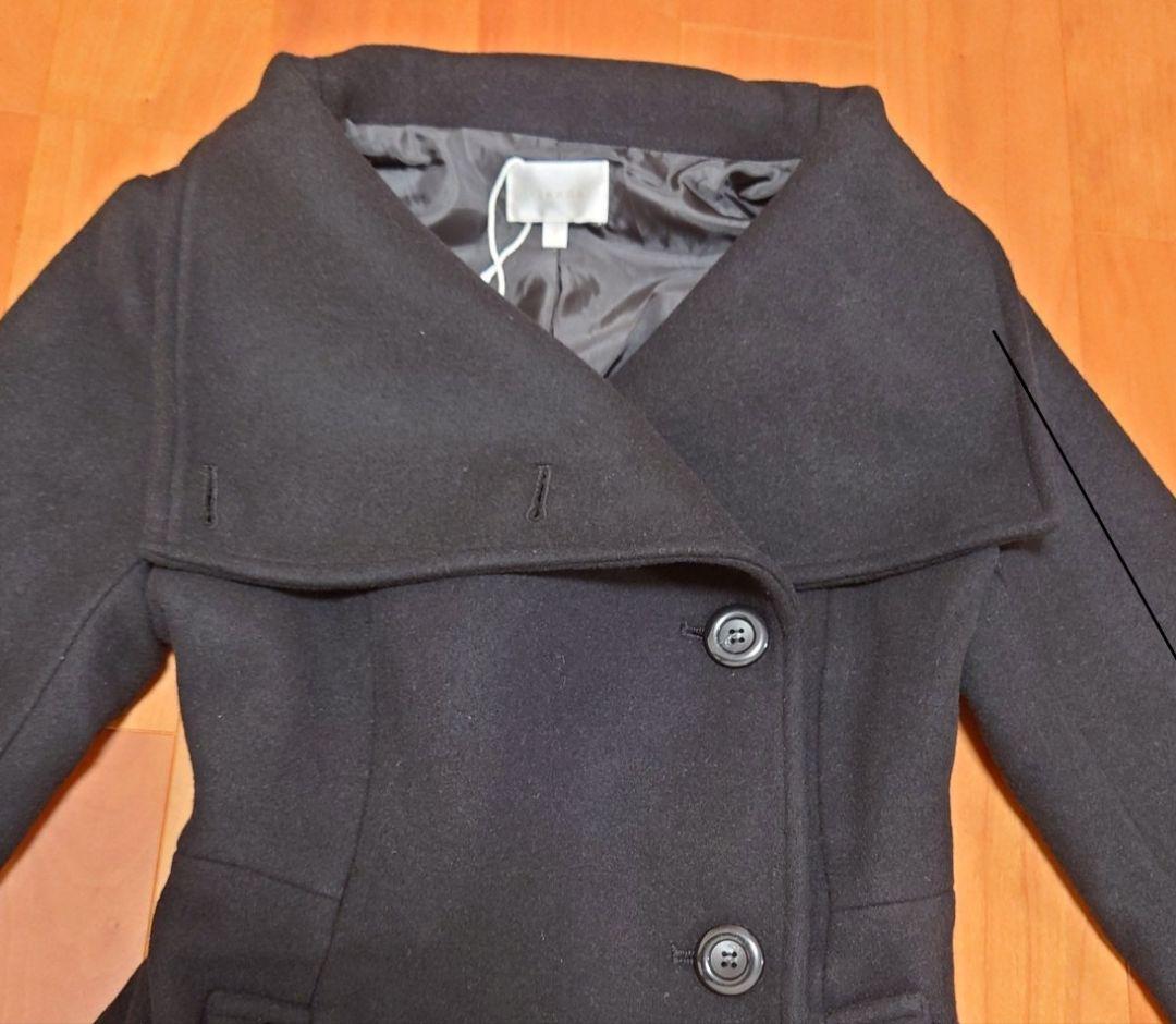 完売rienda黒25オーバーネックシンデレララインコートMリエンダブラック