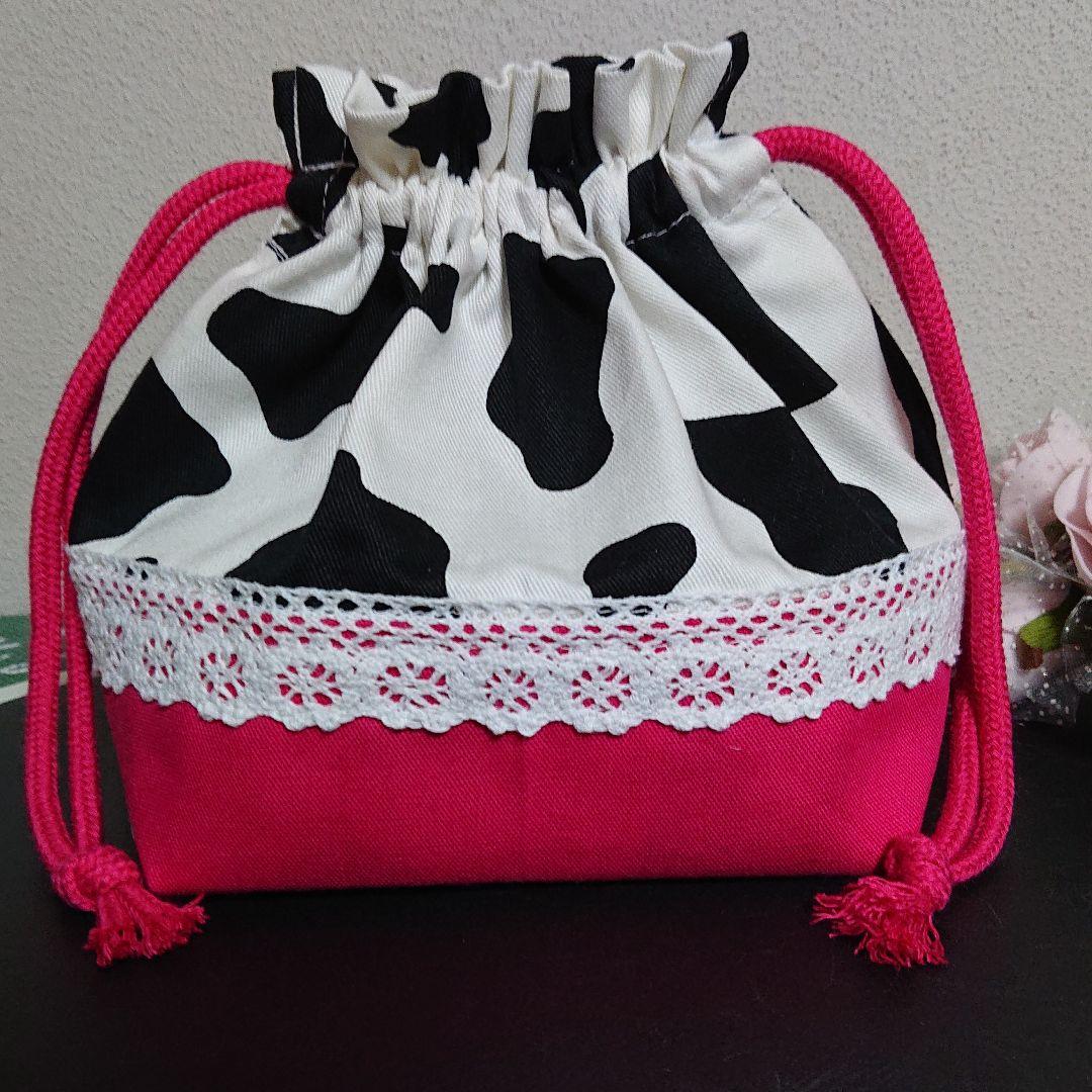 お弁当袋❤アニマル柄❤牛柄❤巾着袋❤ハンドメイド