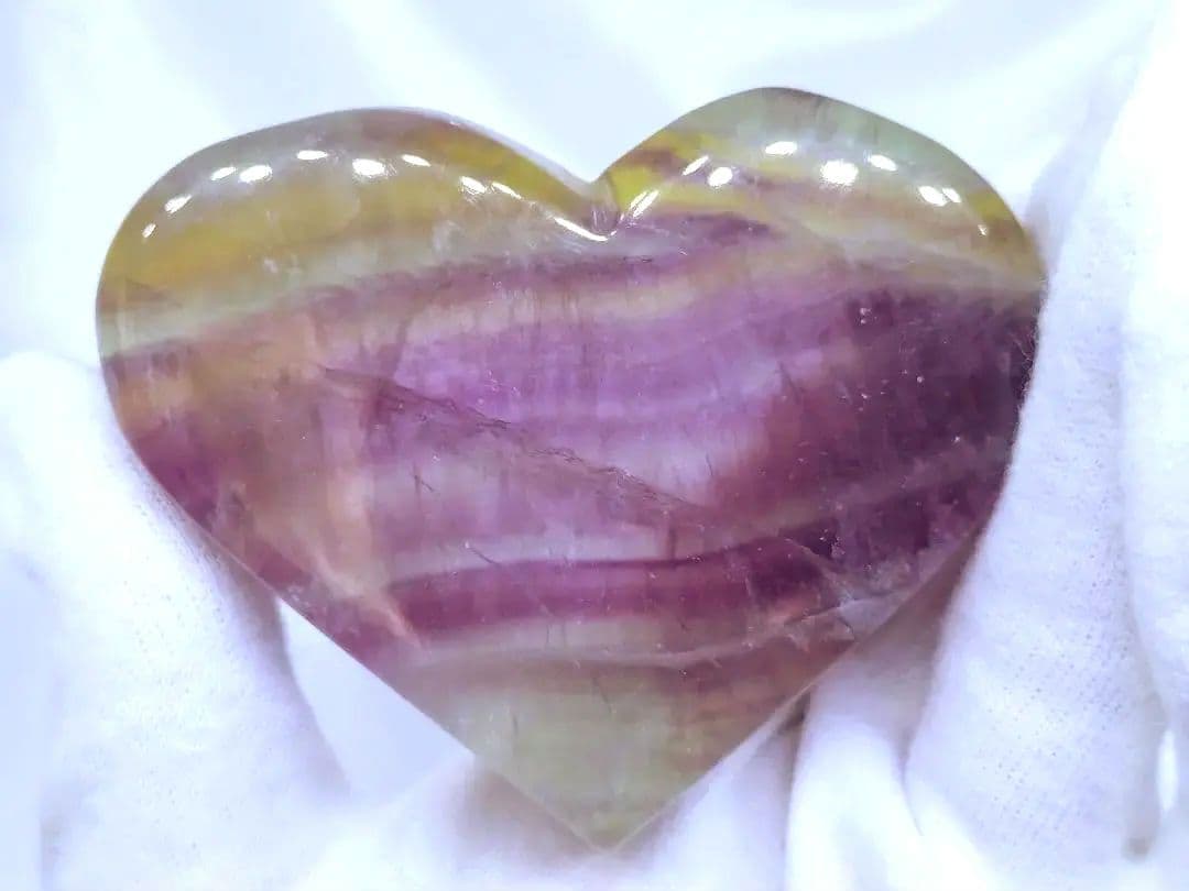キャンディ フローライト　ハート　皿　器　浄化皿　小物入　蛍石　①