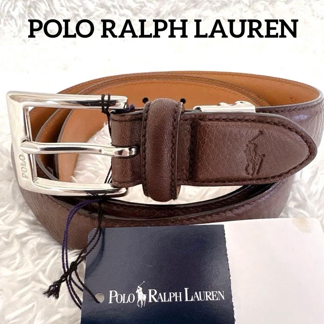ポロラルフローレン レザーベルト 牛革 本革 ブラウン RALPH LAUREN