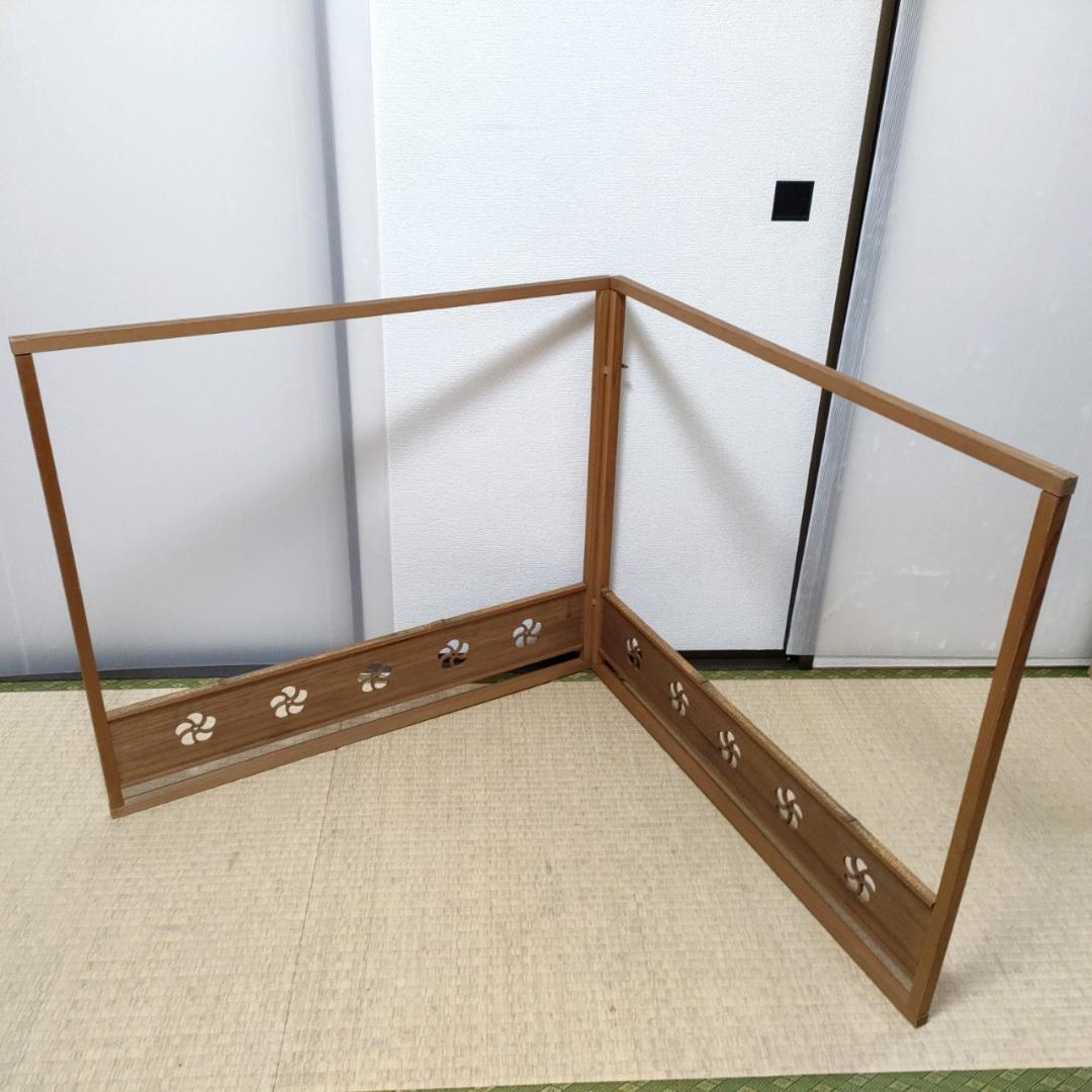茶道具 風炉先 屏風 捻梅透かし 赤杉 胡麻竹 組立 時代物