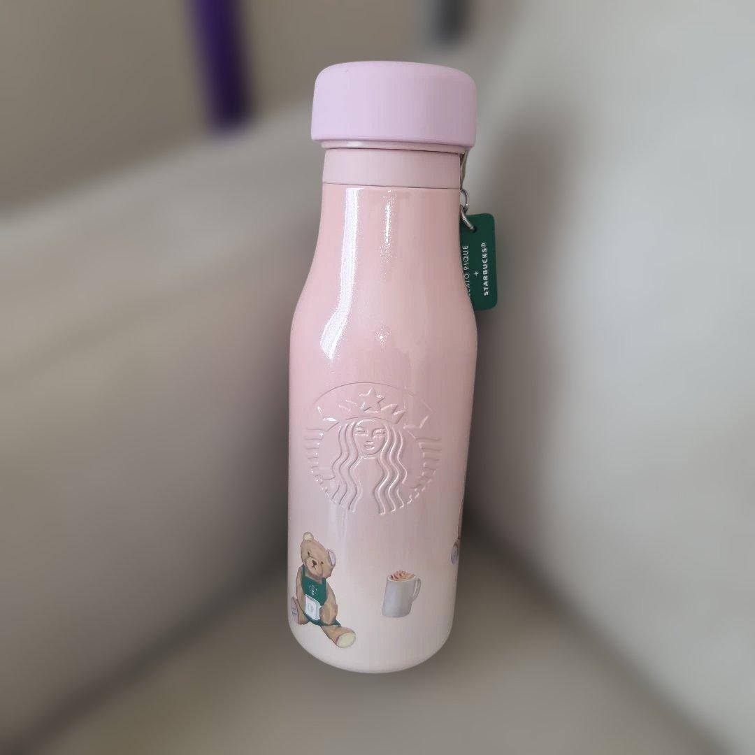 スターバックス 　ジェラートピケコラボリッドカバーベアチャーム付き　ソフトピンク