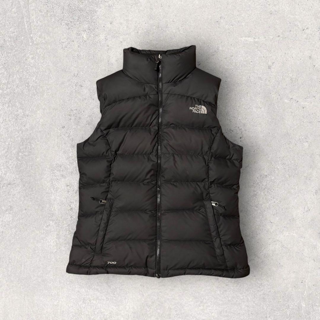 【ザ・ノースフェイス】ダウンベスト　ヌプシ　700 黒　S 刺繍ロゴ　g