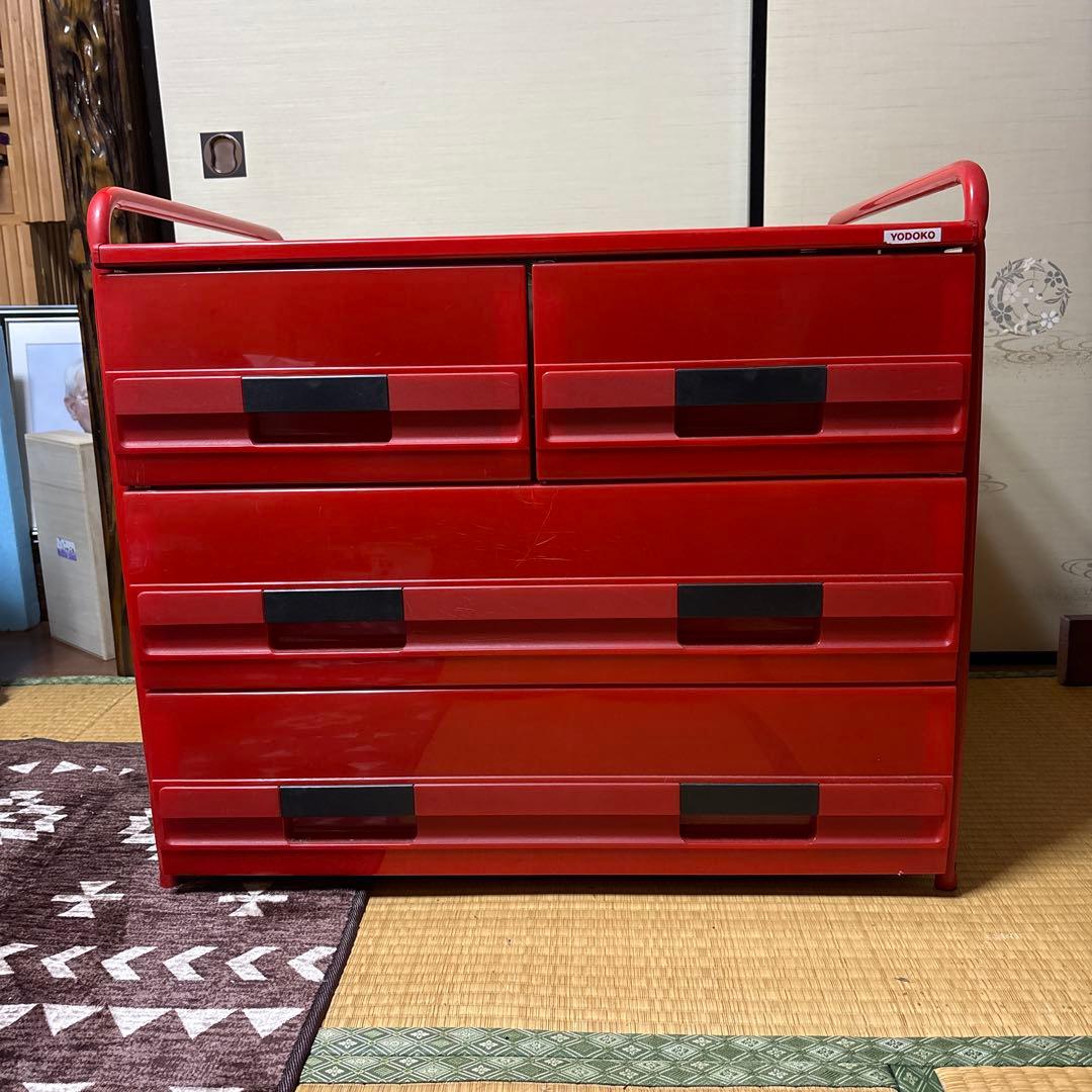 昭和レトロ 赤 5段引き出し収納 YODOKO