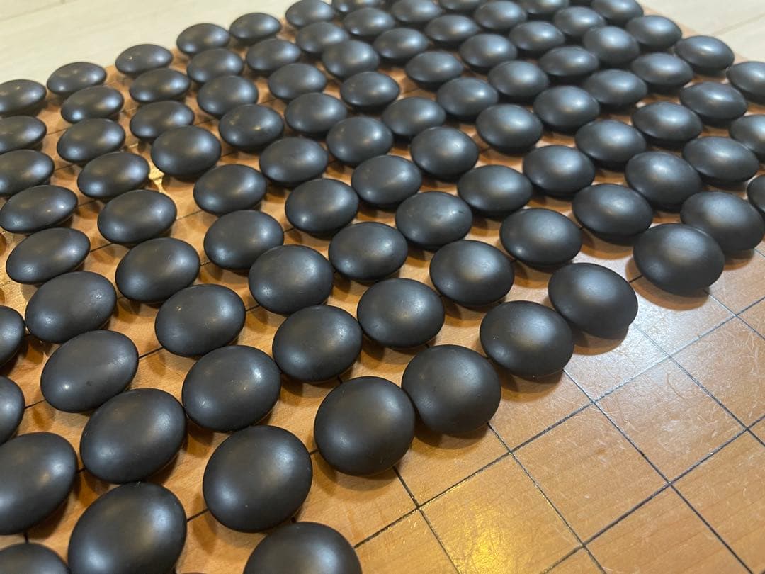 蛤碁石 33号(9.2mm) 那智黒石 欅碁笥セット お手入れ済