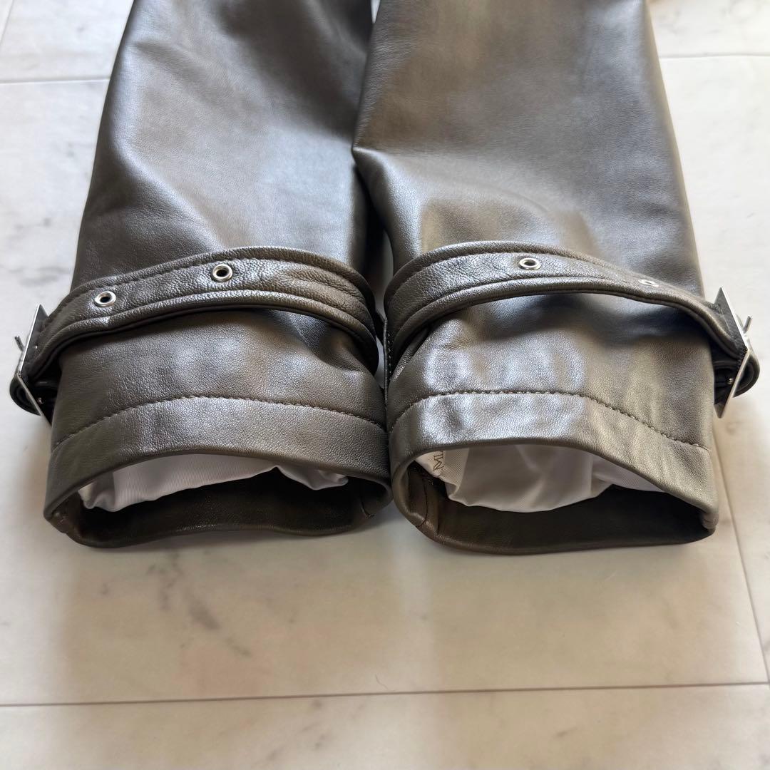 美品 BALMAIN ラムレザートレンチコート レッキスファー ベルテッド 9号