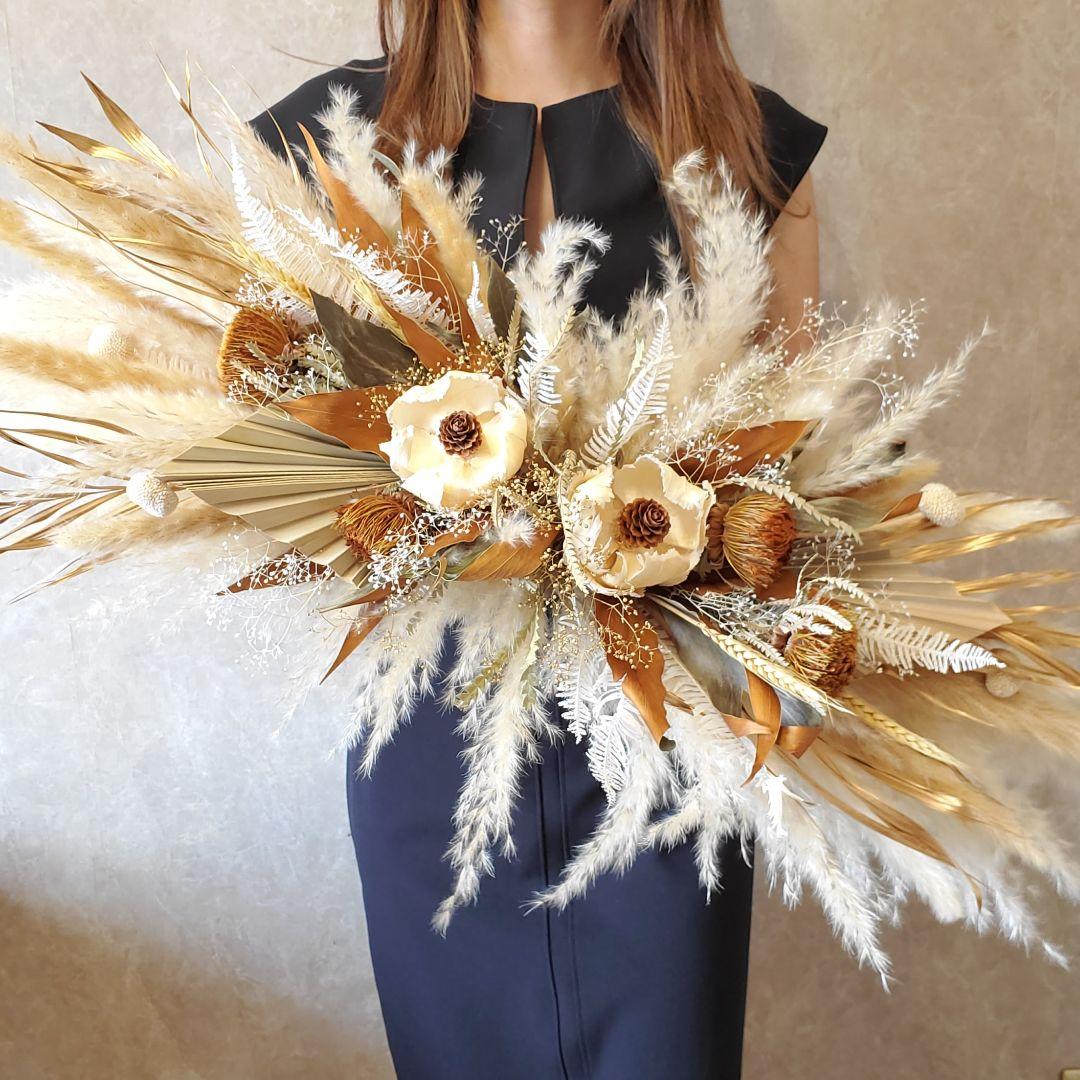 特大　横長スワッグ　パンパスグラス　インテリア　ドライフラワー　スワッグ　撮影