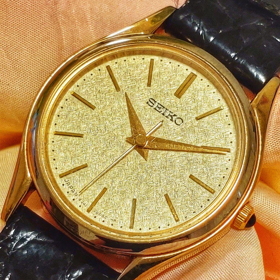 稼働品　SEIKO　セイコー　レディース腕時計　ゴールド文字盤　純正ベルト