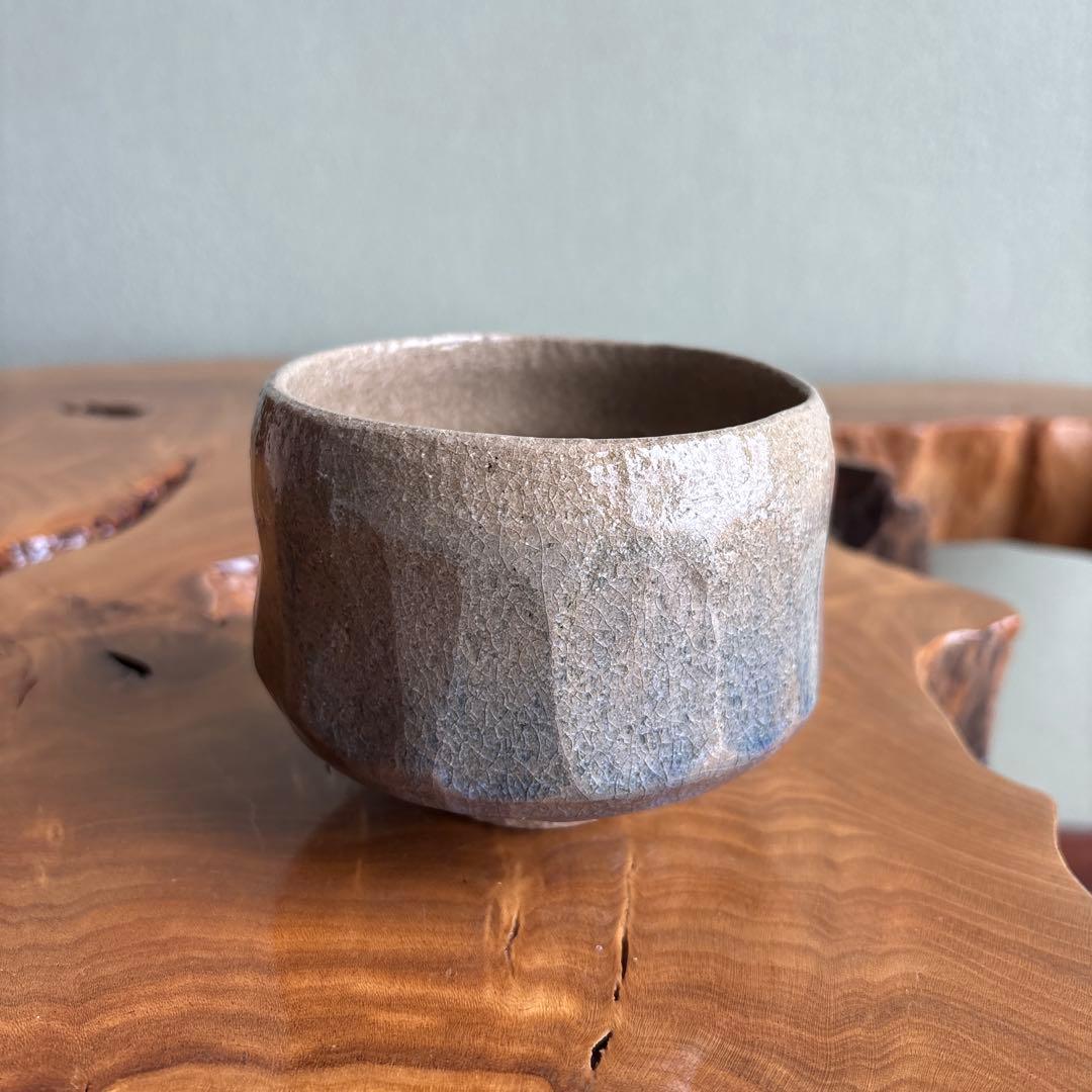 「藍彩茶碗」楽焼 三代 昭楽造 抹茶碗 茶道具 共箱（169Dc)