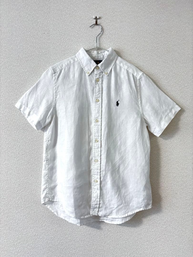 ラルフローレン　リネン　麻　半袖シャツ　ホワイト　160
