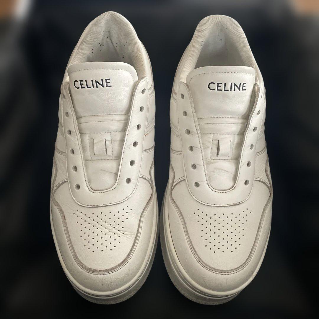 CELINE ホワイト レザースニーカー 38