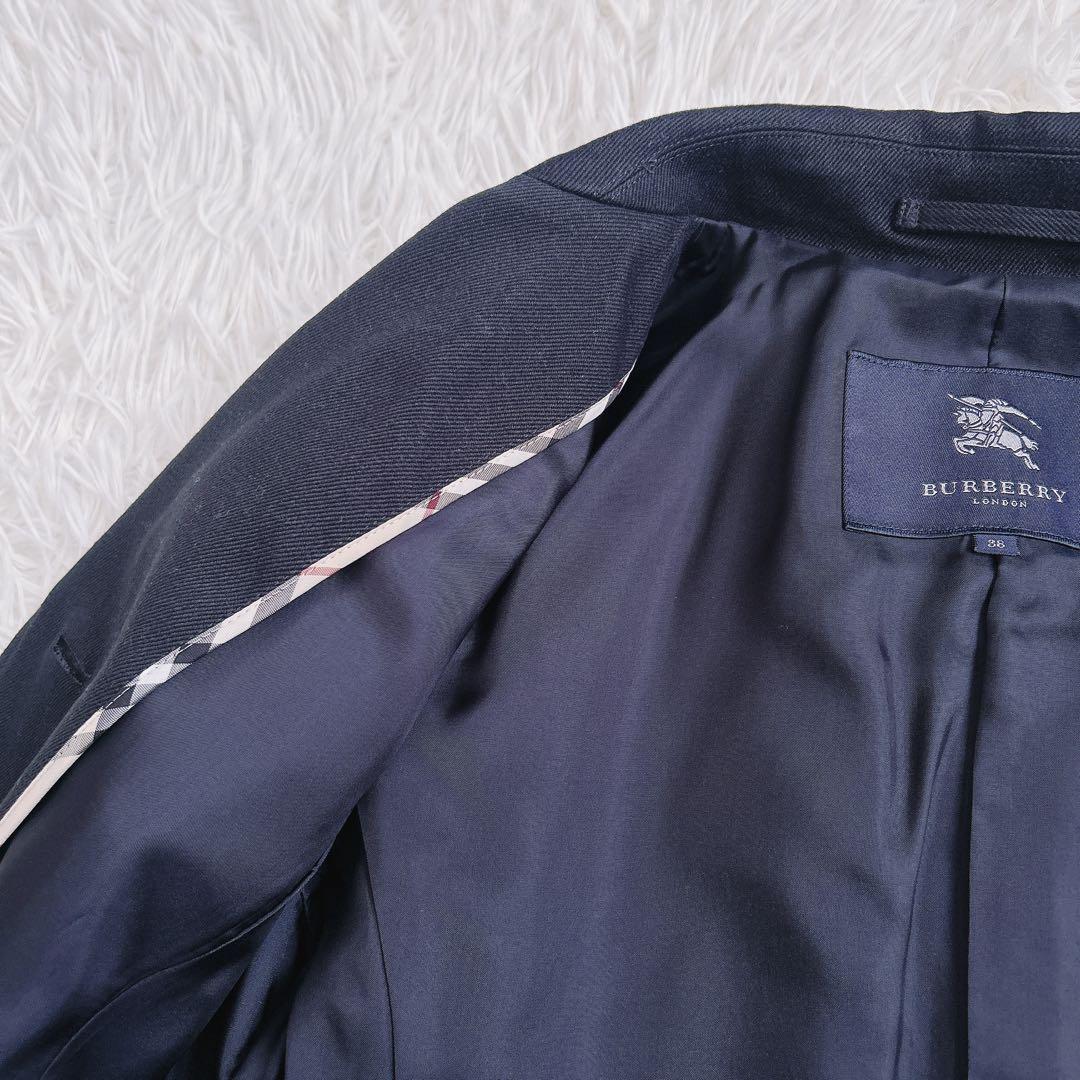 未使用級　バーバリーロンドン　ロングコート　綿　ベルト　ノバチェック　黒　38