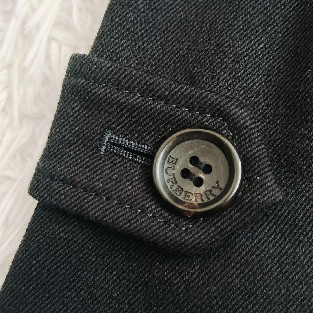 未使用級　バーバリーロンドン　ロングコート　綿　ベルト　ノバチェック　黒　38