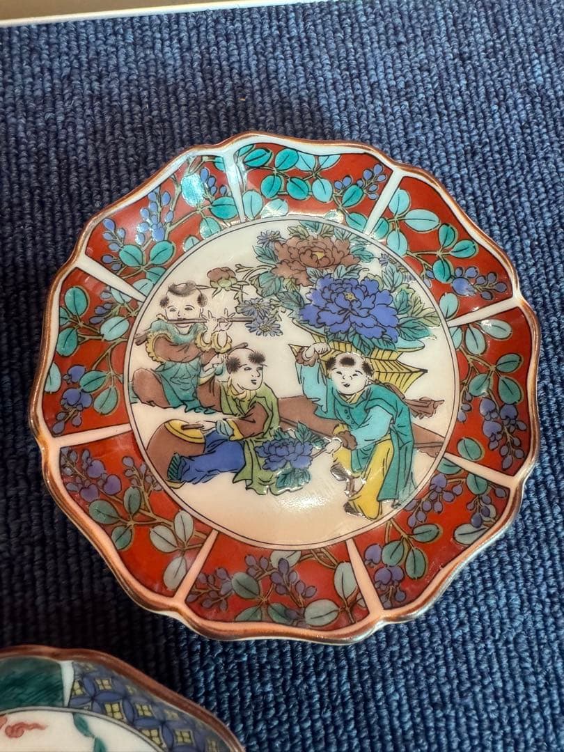 2037 九谷焼  歴代画　皿　5客　未使用